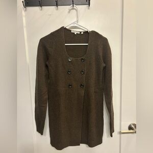 Vince Wool and Cashmere Blend Double-Breasted Ribbed Cardigan Sweater